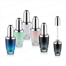 Hot Sale Luxury Press Glass Bottle 15ml 30ml Gradient Round Frosted Glass Dropper Container Bottle Eco Friendly Lotion Pump Bottle